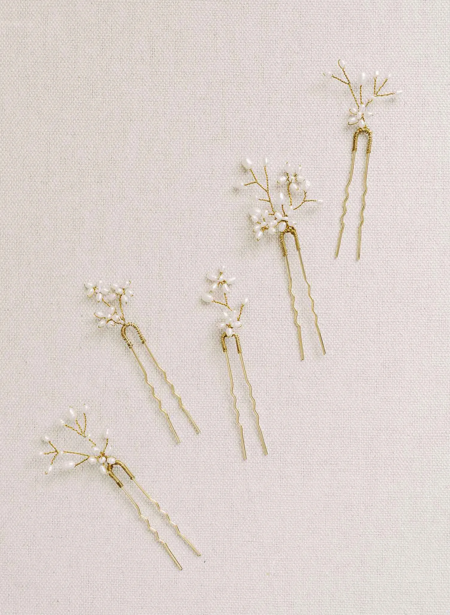 Baby's breath freshwater hair pin set of 5 - Style #2158