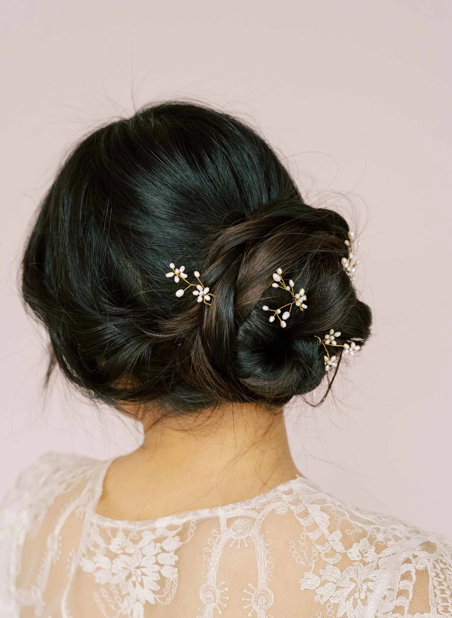 Baby's breath freshwater hair pin set of 5 - Style #2158
