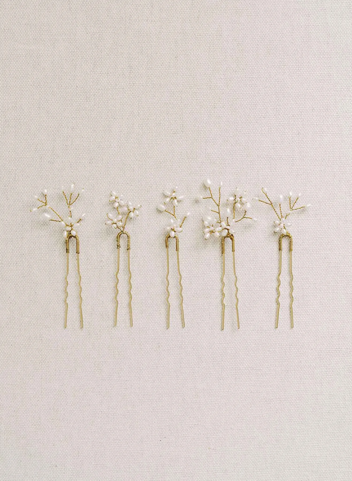Baby's breath freshwater hair pin set of 5 - Style #2158