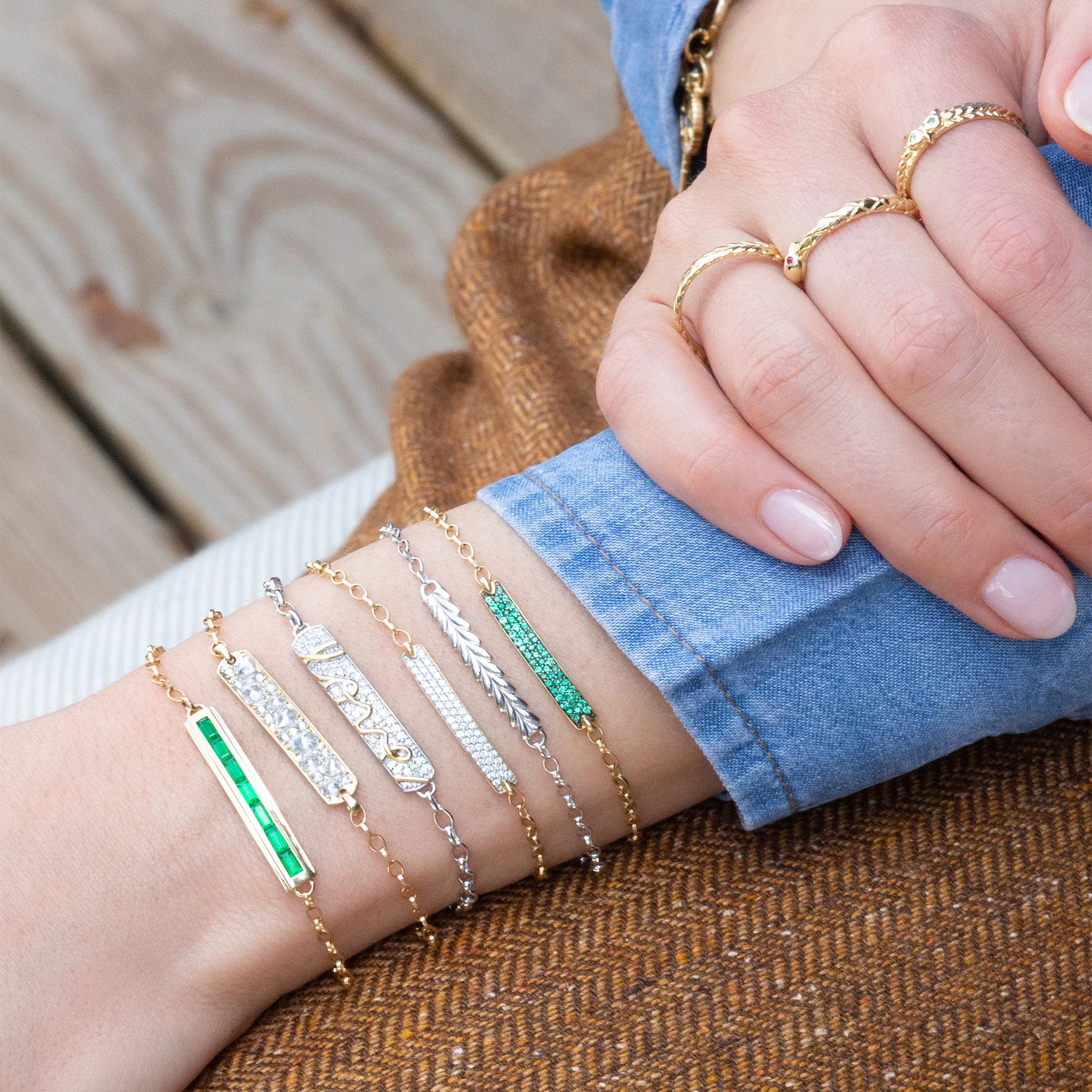 Baguette Emerald "Carpe Diem" Petite Poesy Bracelet