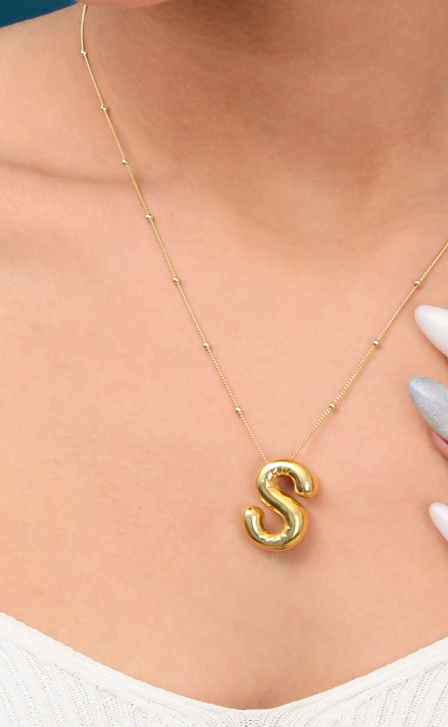 Balloon Initial Necklace with Gourmet Chain Option