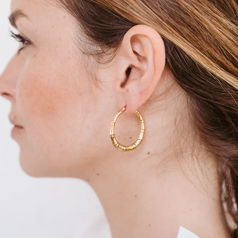 Bamboo Hoop, Medium, Silver