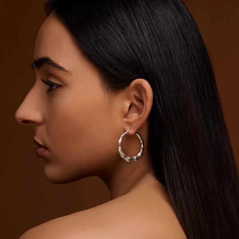Bamboo Hoop, Medium, Silver