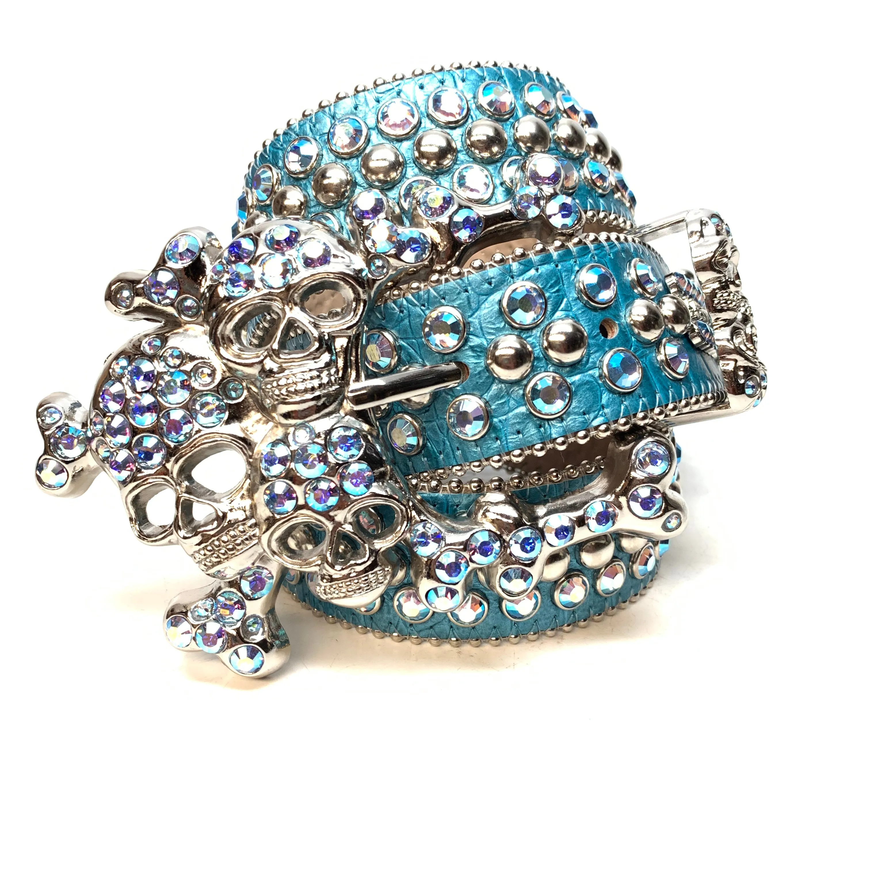 b.b. Simon Skull Ultramarine Blue Double Row Belt