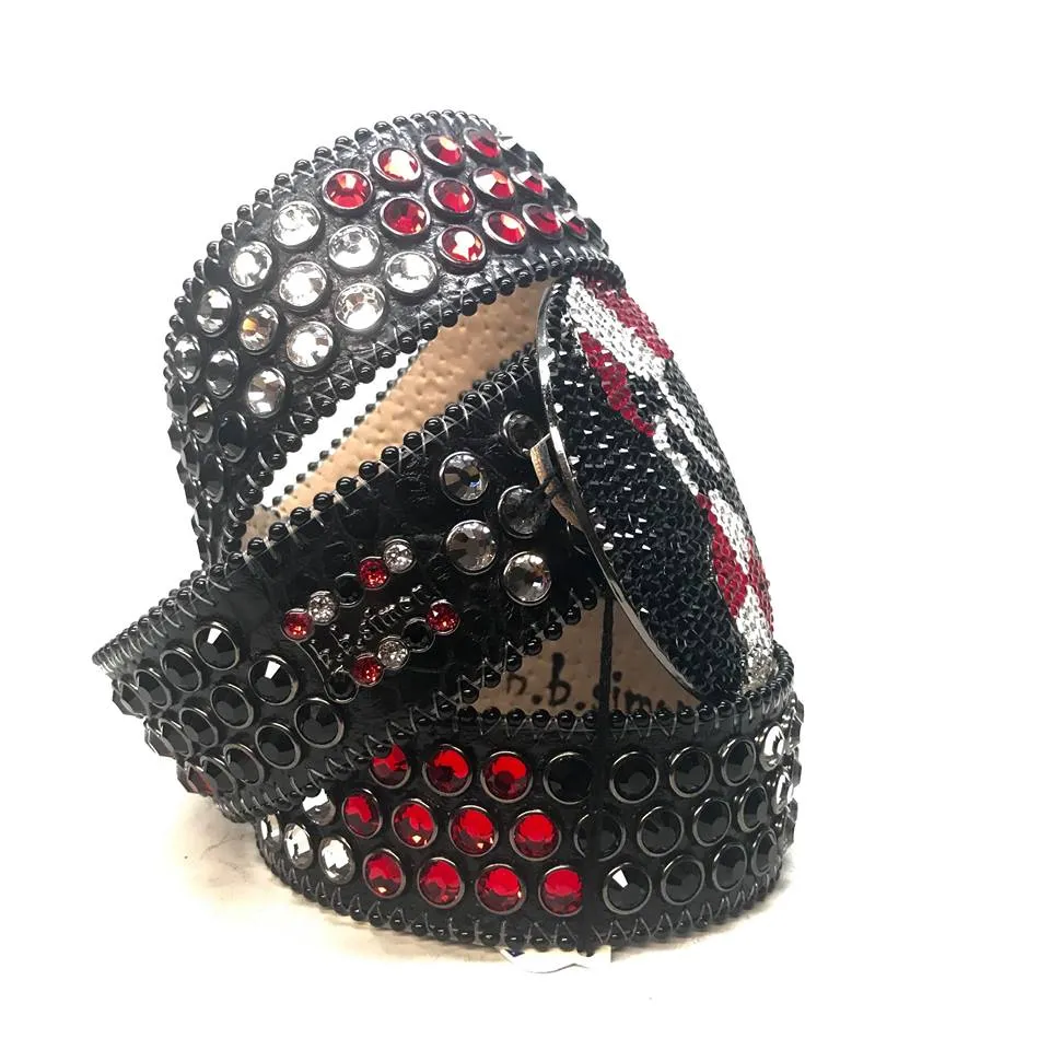 b.b. Simon Triple Row Red Globe Buckle Belt