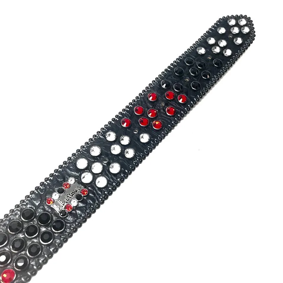 b.b. Simon Triple Row Red Globe Buckle Belt