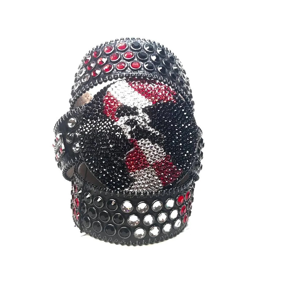 b.b. Simon Triple Row Red Globe Buckle Belt