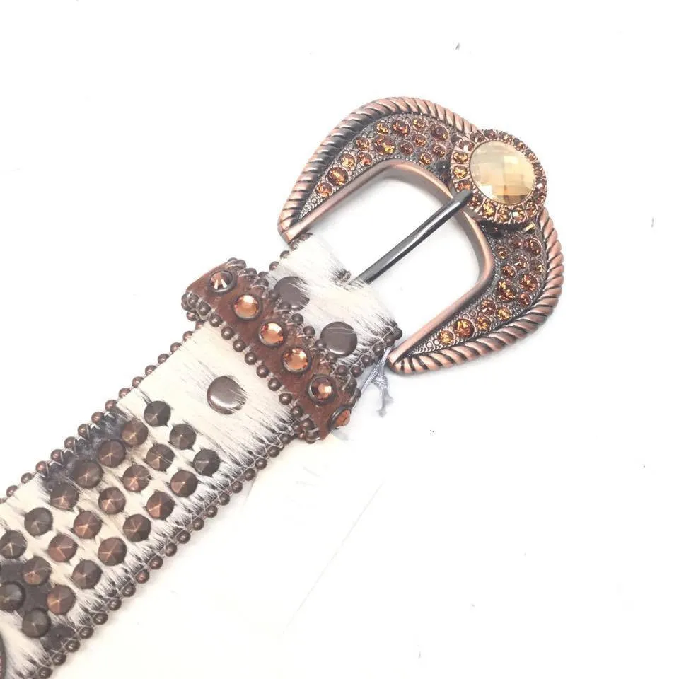 b.b. Simon Triple Studded Bronze Crystal Belt