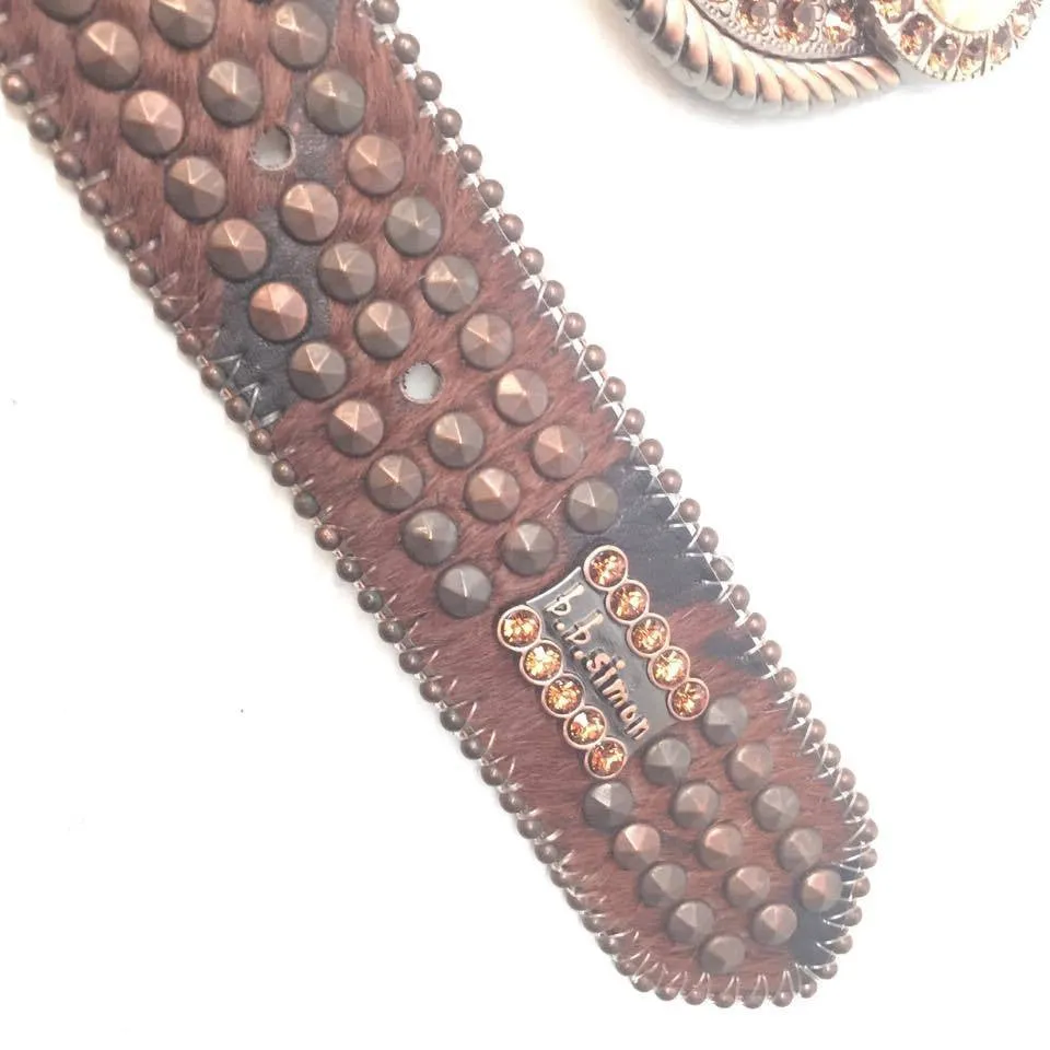 b.b. Simon Triple Studded Bronze Crystal Belt