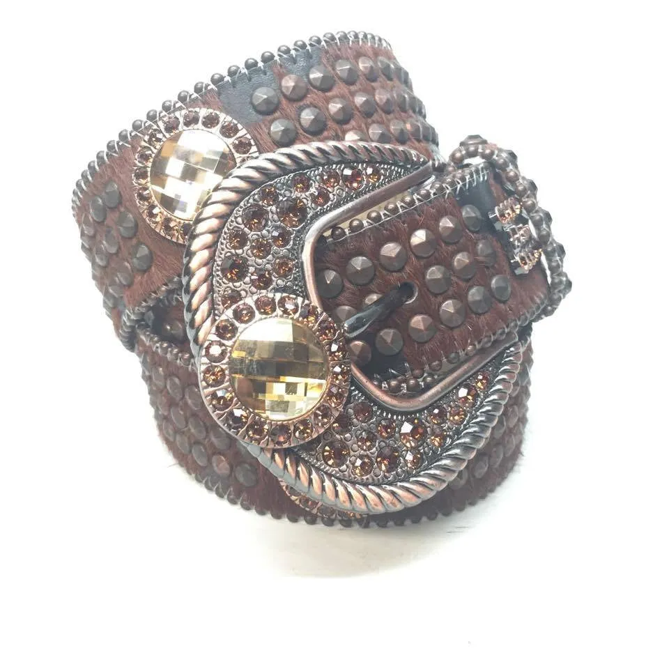 b.b. Simon Triple Studded Bronze Crystal Belt