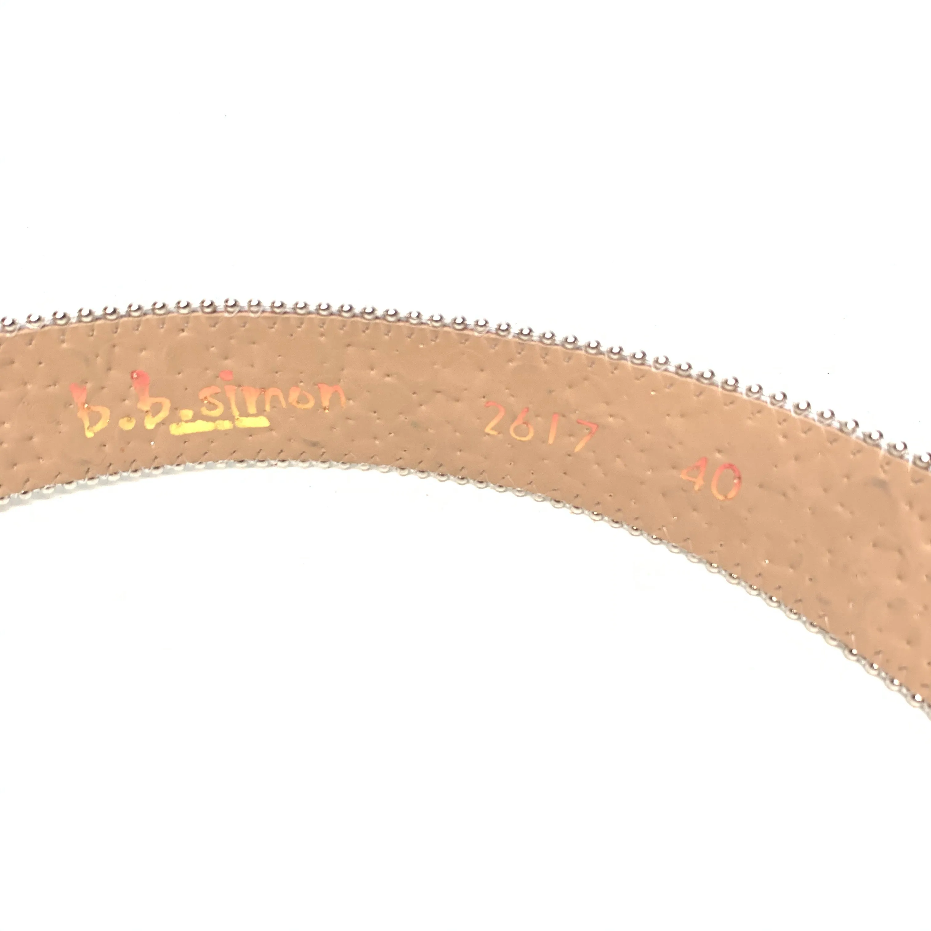 b.b. Simon White Iridescent 3-Row Studded Crystal Belt