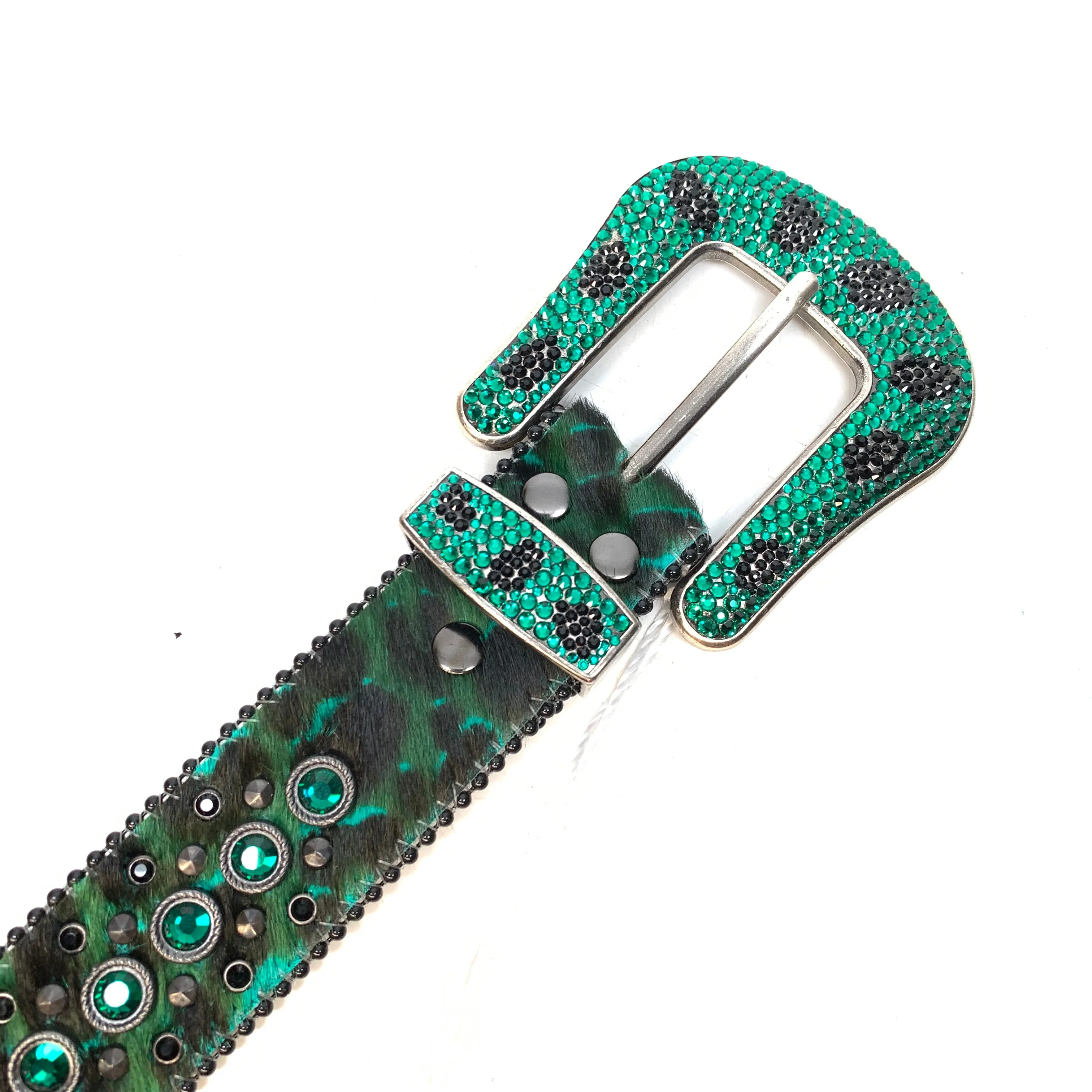 b.b. Simon Wild Emerald Pony Hair Crystal Belt