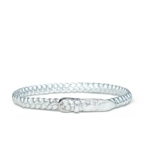 Bell & Fox Arya Woven Leather Belt in Silver Metallic