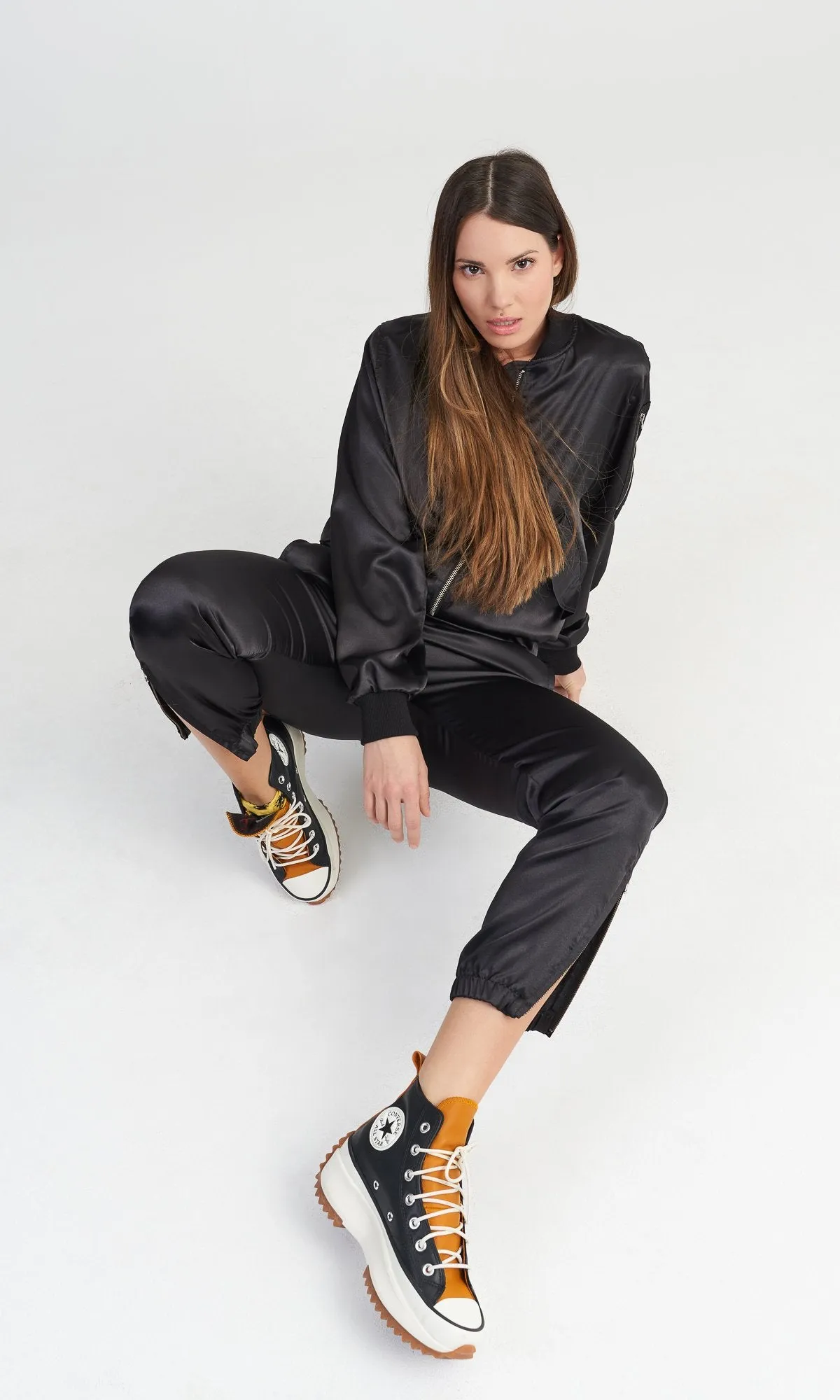 Black Satin Harem Pants