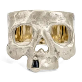 Black Snaggletooth Skull Ring in White - Made to Order