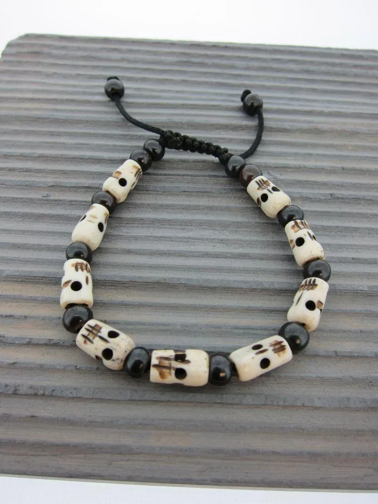 Bone Skulls Wrist Mala