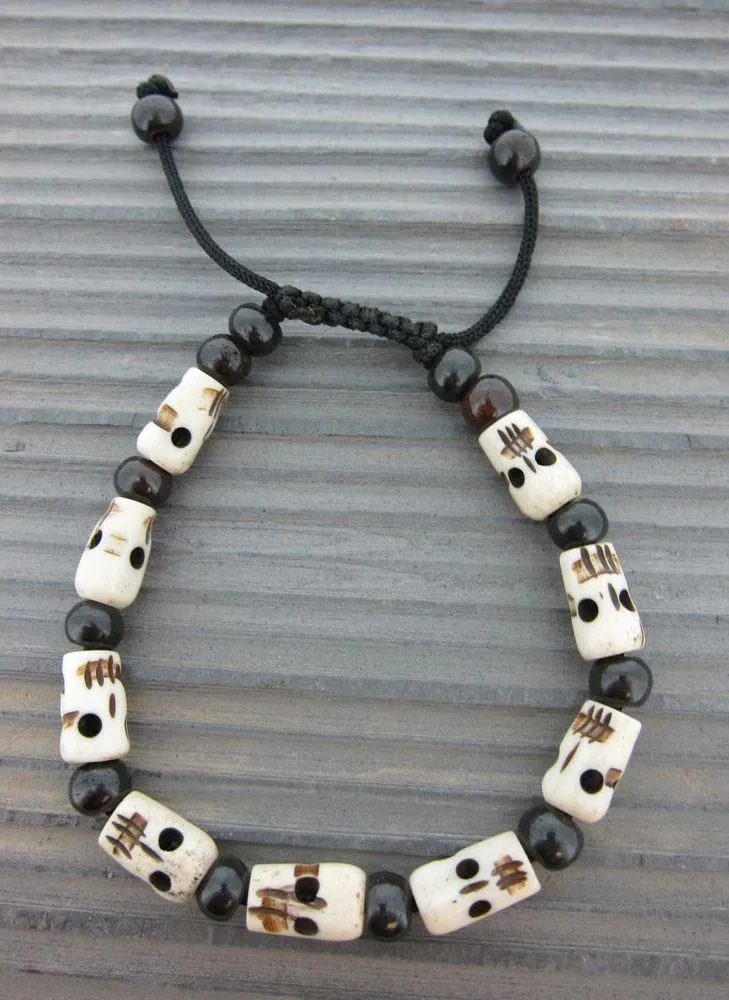 Bone Skulls Wrist Mala