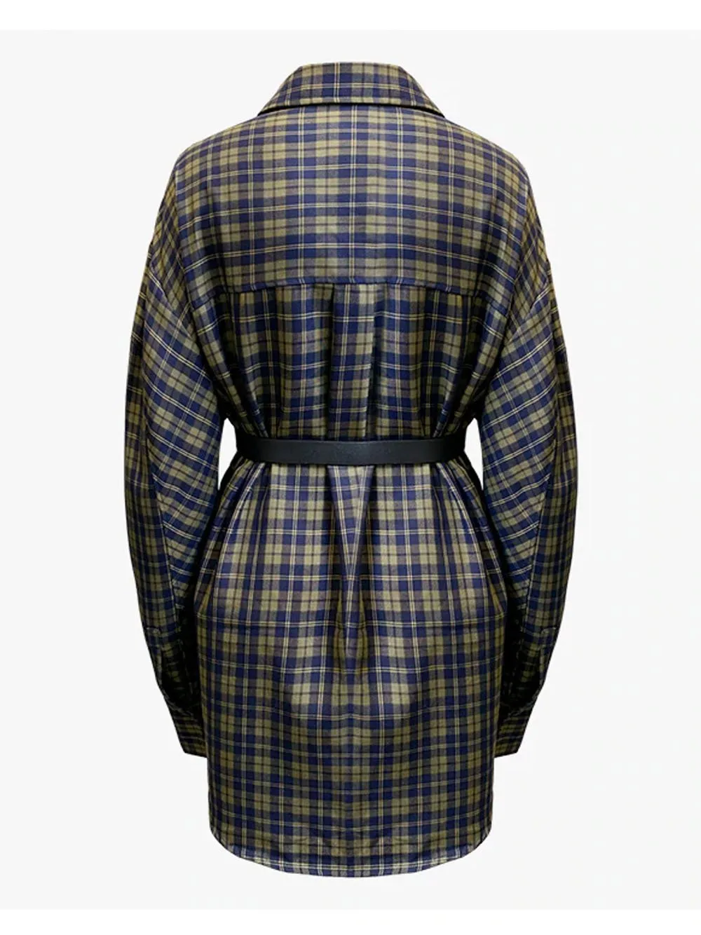 BRISA Belted Plaid Shirt Dress