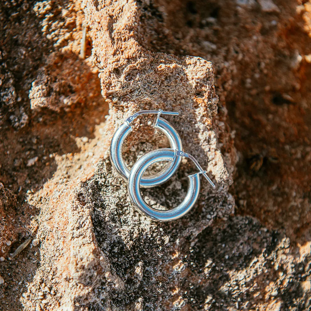 Chunky Hoop Earrings - Large - Silver