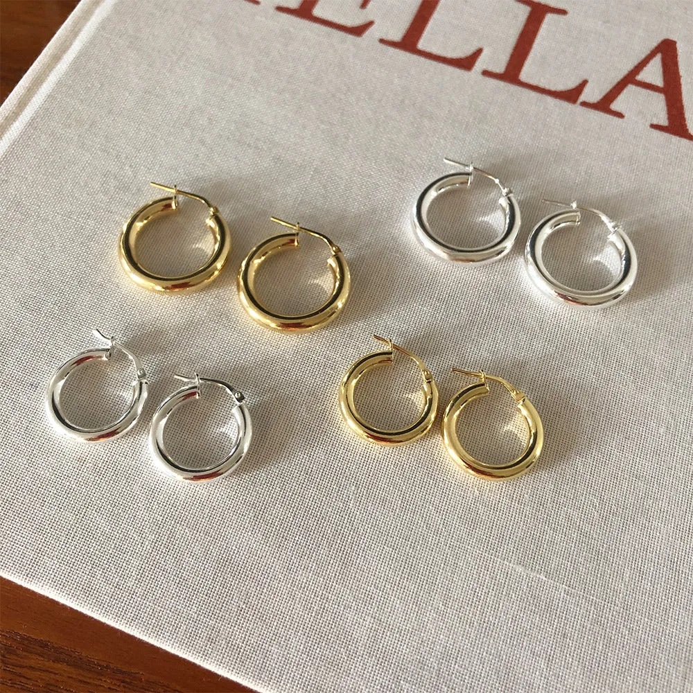 Chunky Hoop Earrings - Large - Silver