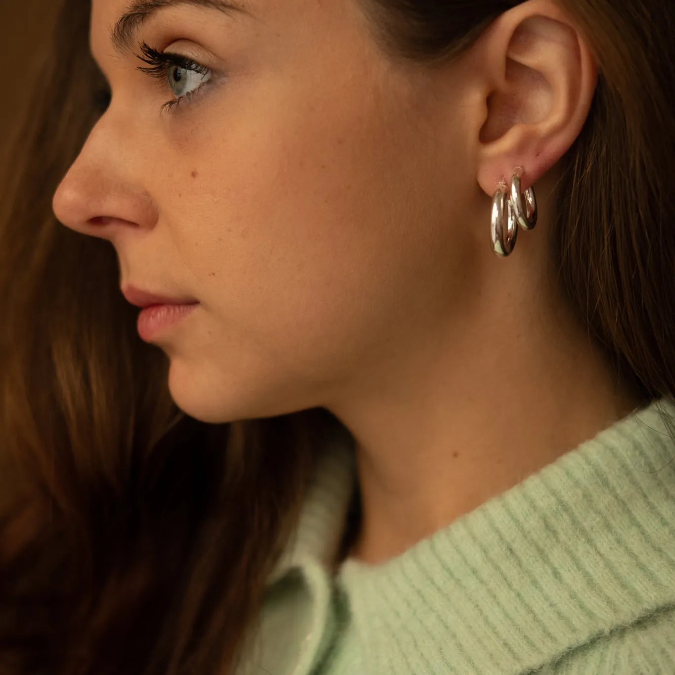 Chunky Hoop Earrings - Large - Silver