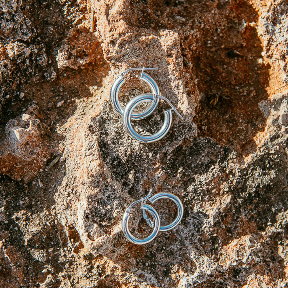 Chunky Hoop Earrings - Large - Silver