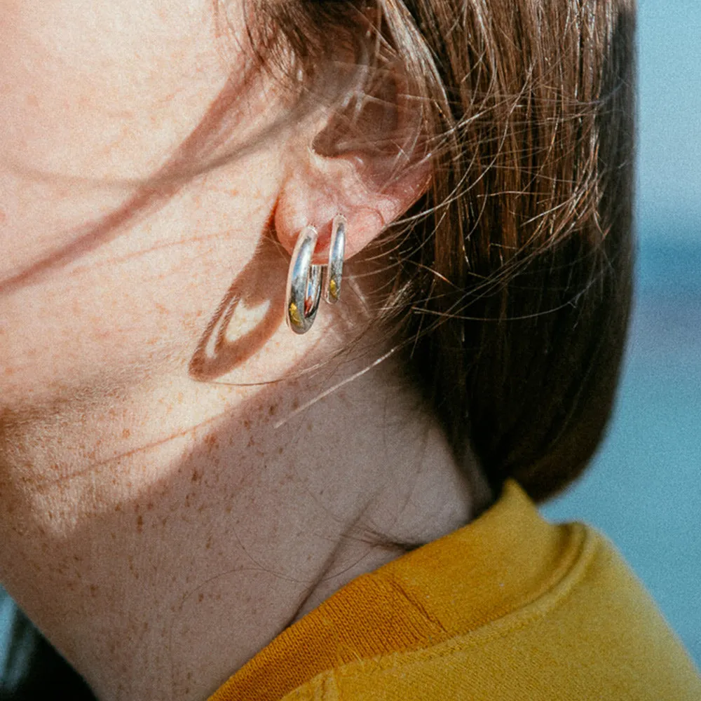 Chunky Hoop Earrings - Large - Silver