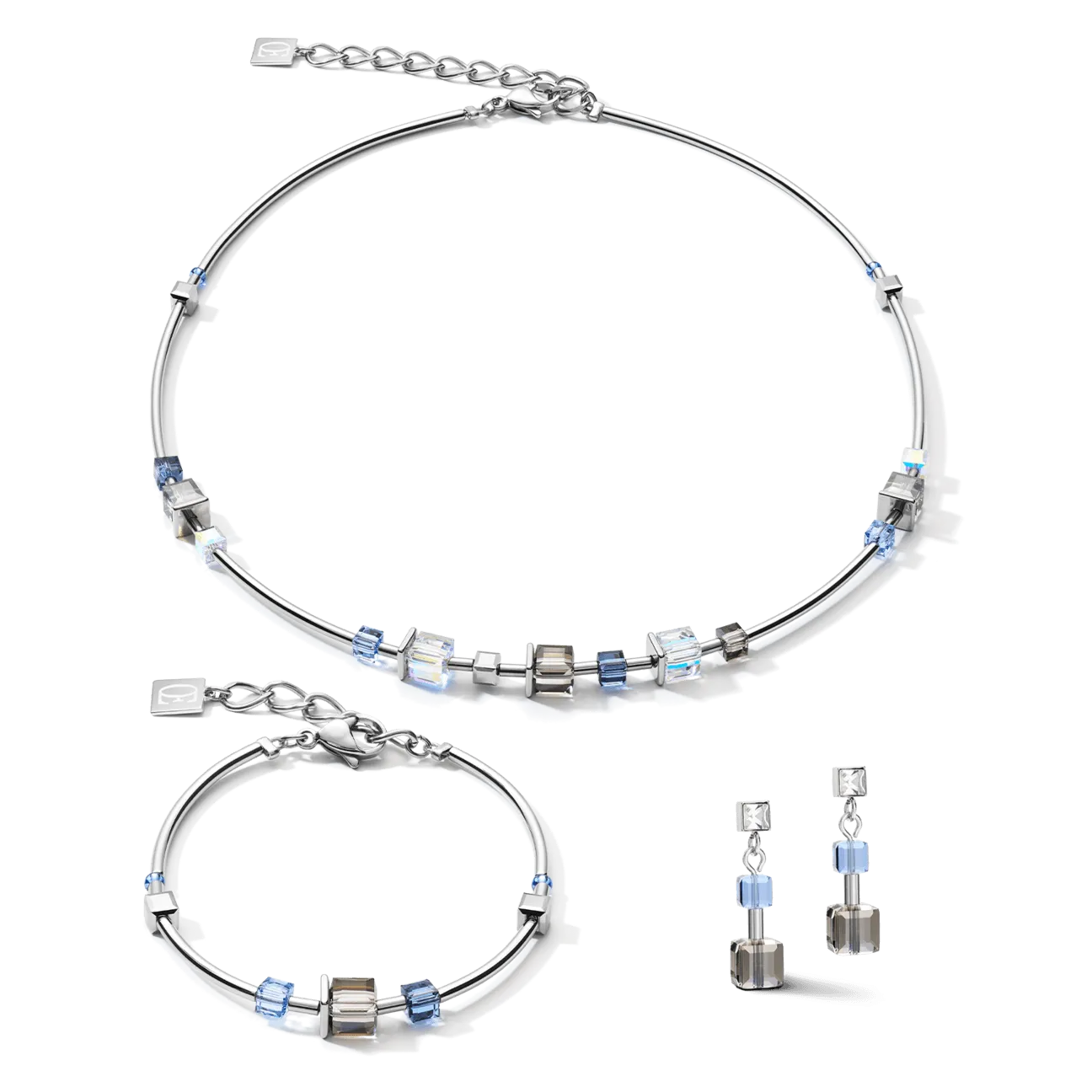 Coeur De Lion Blue Minimalist Crystals GeoCUBE® Earrings