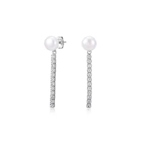 Cultured freshwater pearl drop earrings in sterling silver