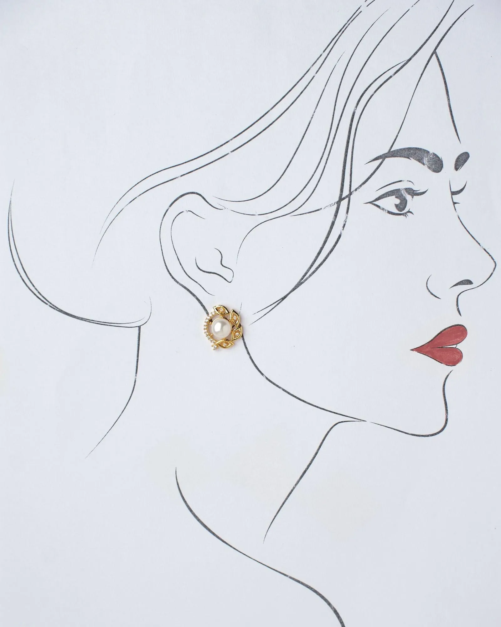 Delicate Stud Pearl Earring