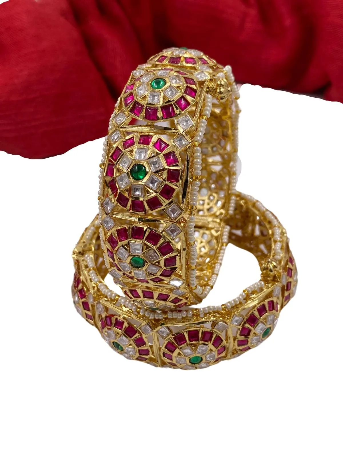 Designer Multi Color Jadau Kundan Bangles For Women