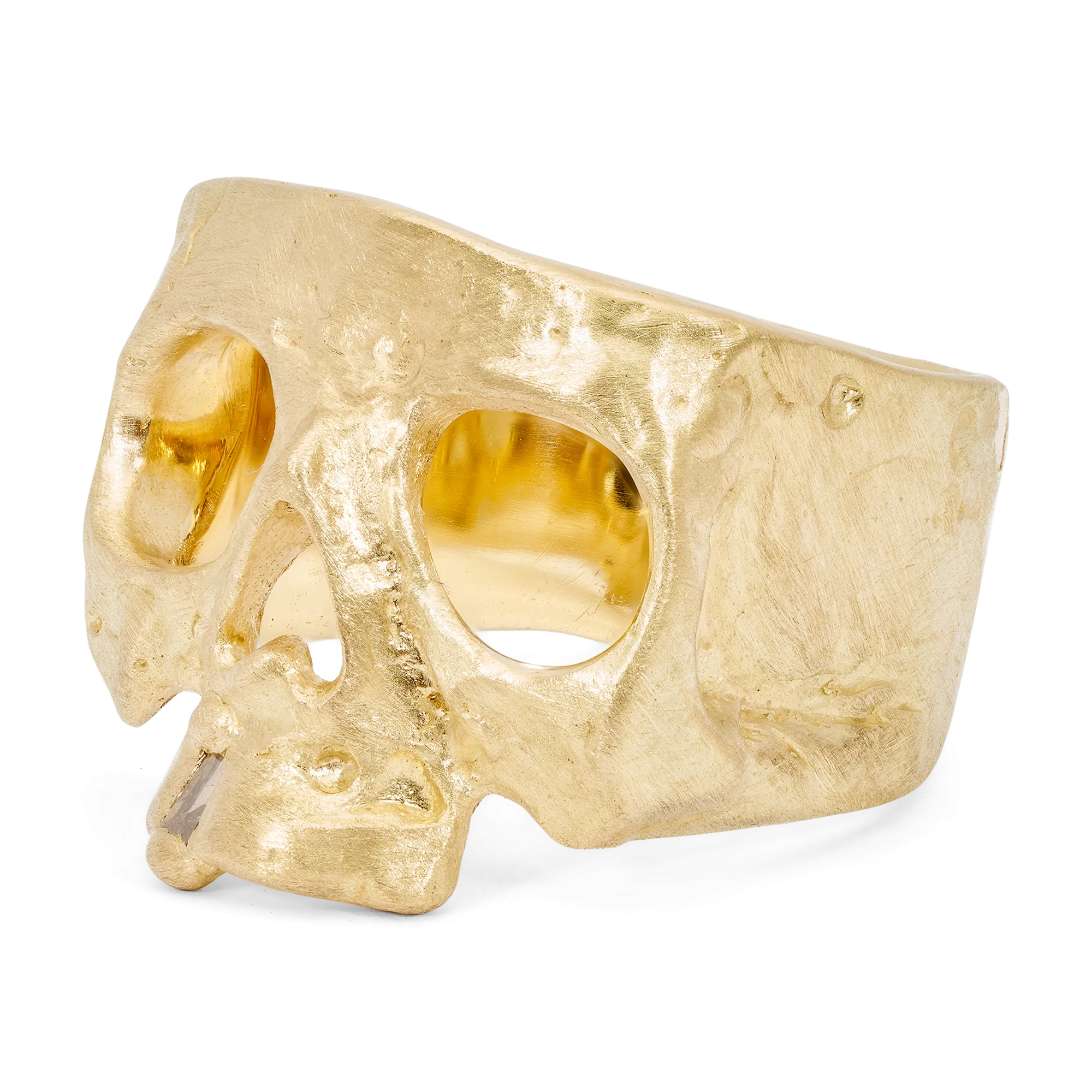 Diamond Snaggletooth Skull Ring - Size 6 - 11486