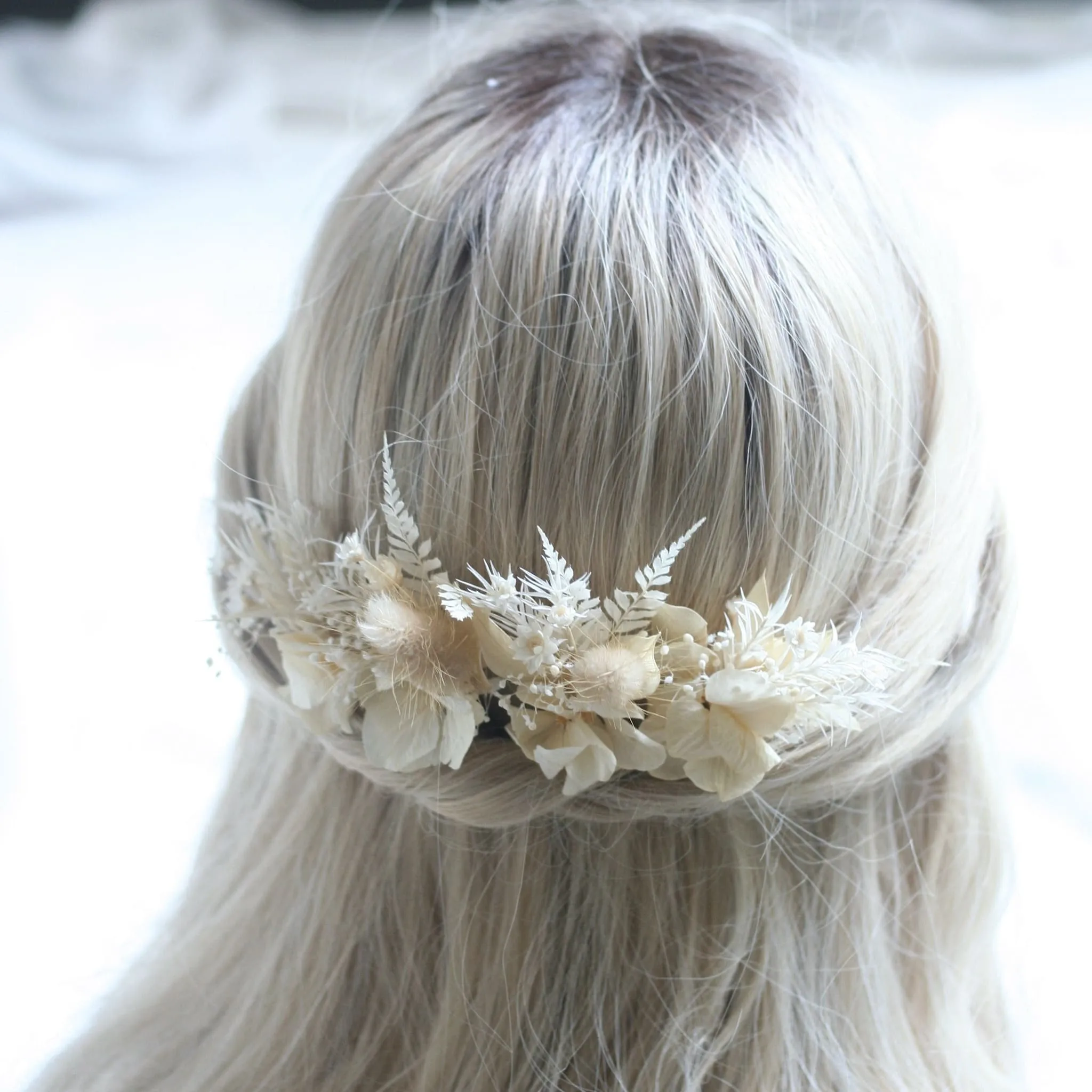 Dried Flower Hair Pins IVORY WHITE