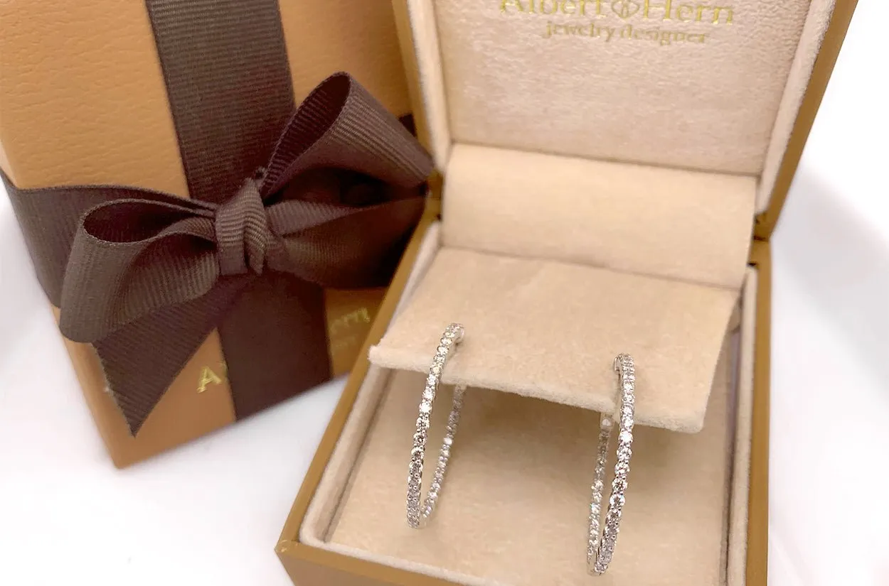 Earrings 18kt Gold Round Hoops & Diamonds