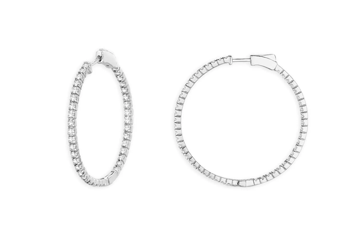 Earrings 18kt Gold Round Hoops & Diamonds