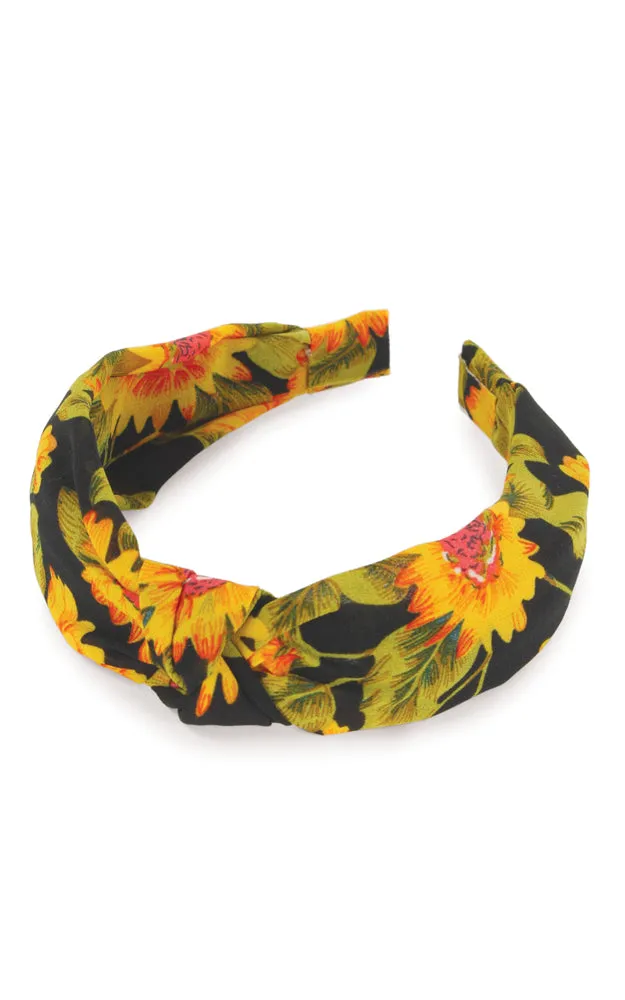 EHB10134 Sun Flower Print Pattern Knotted Headband 12pcs Pack