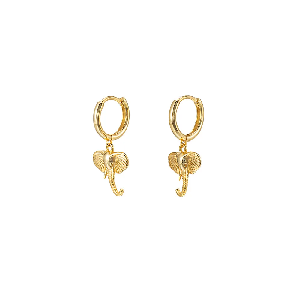 Elephant Huggie Hoop Earrings