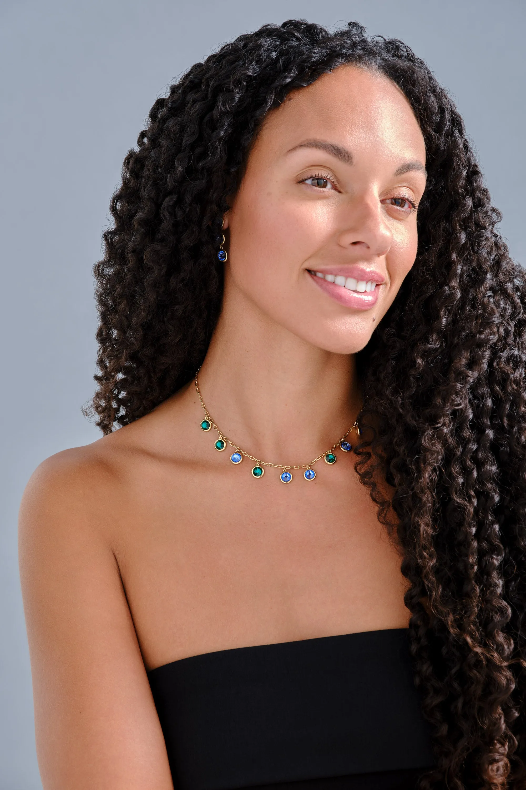 Emerald & Violet Crystal Necklace