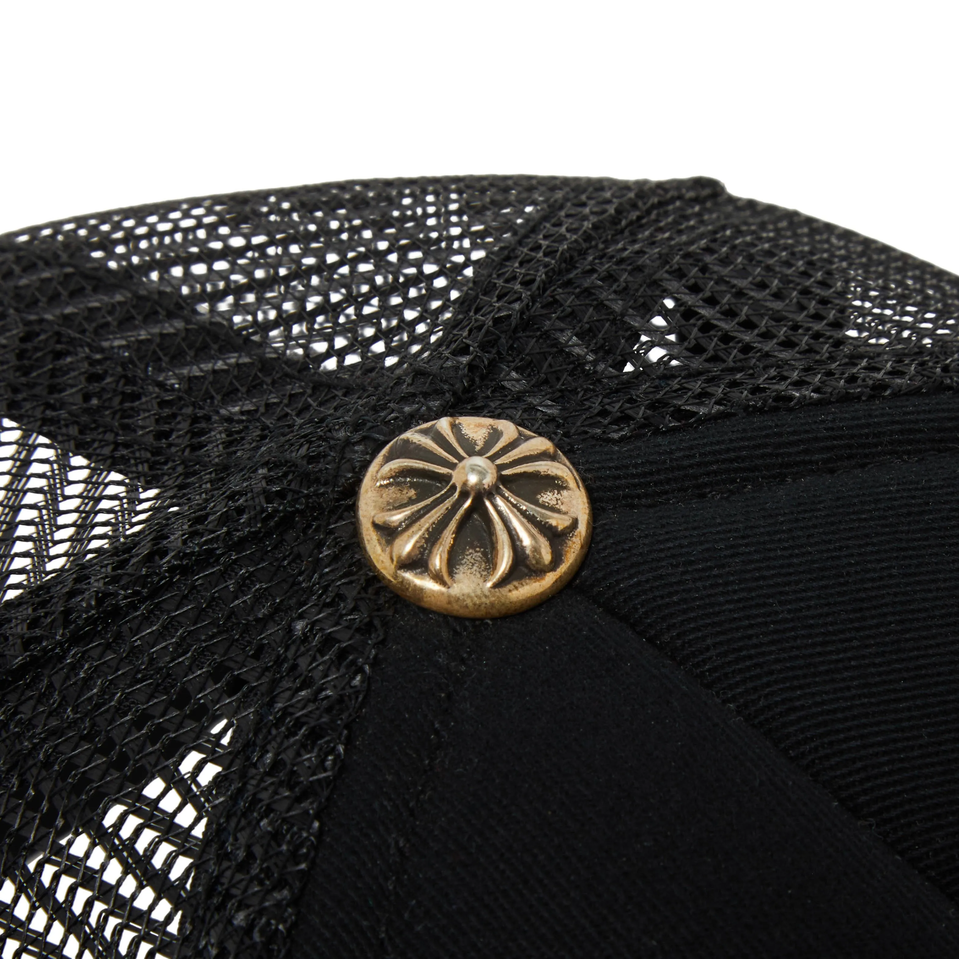 Exclusive Chrome Hearts St. trucker cap. Barths Cemetery Cross, black/orange