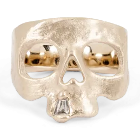 Extra Small Snaggletooth Skull Ring in White - Made to Order