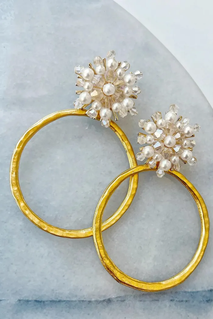 Farrah Starburst Pearl Hoop