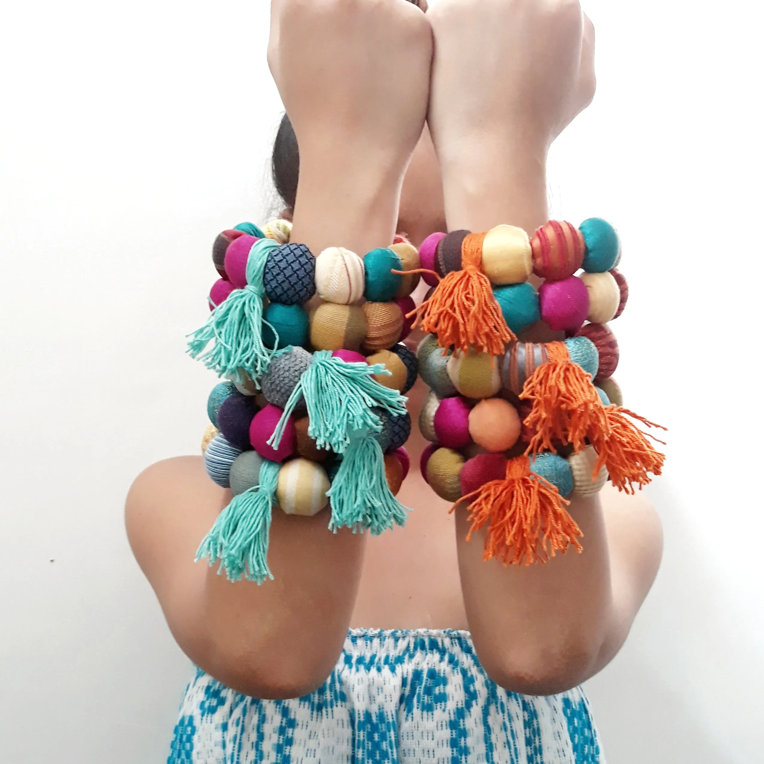 fiesta bangle - double row, blue