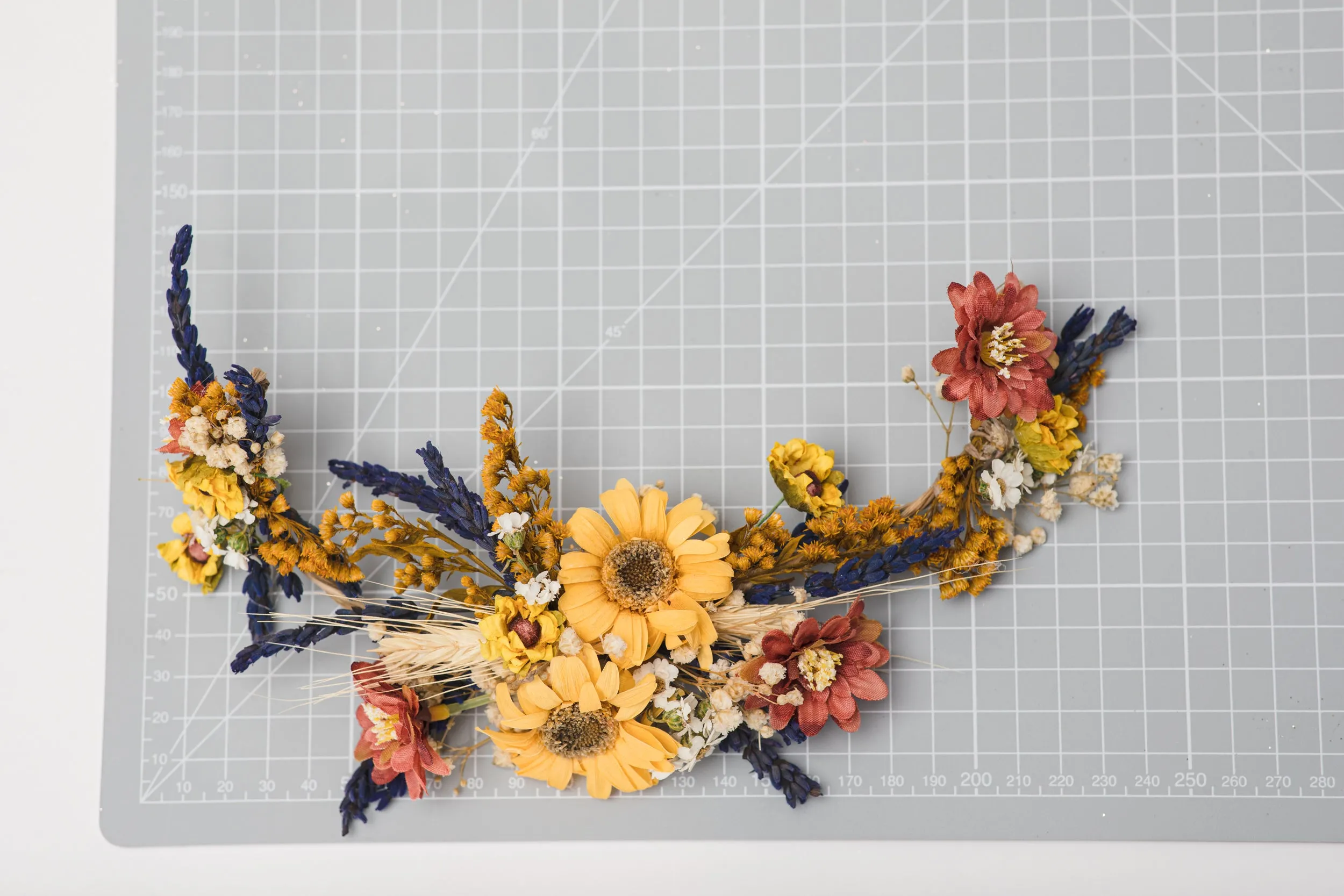 Flower bridal hair vine Yellow Lavender Rusty orange wedding vine Hair flowers Sunflower vine for bride headpiece Magaela handmade
