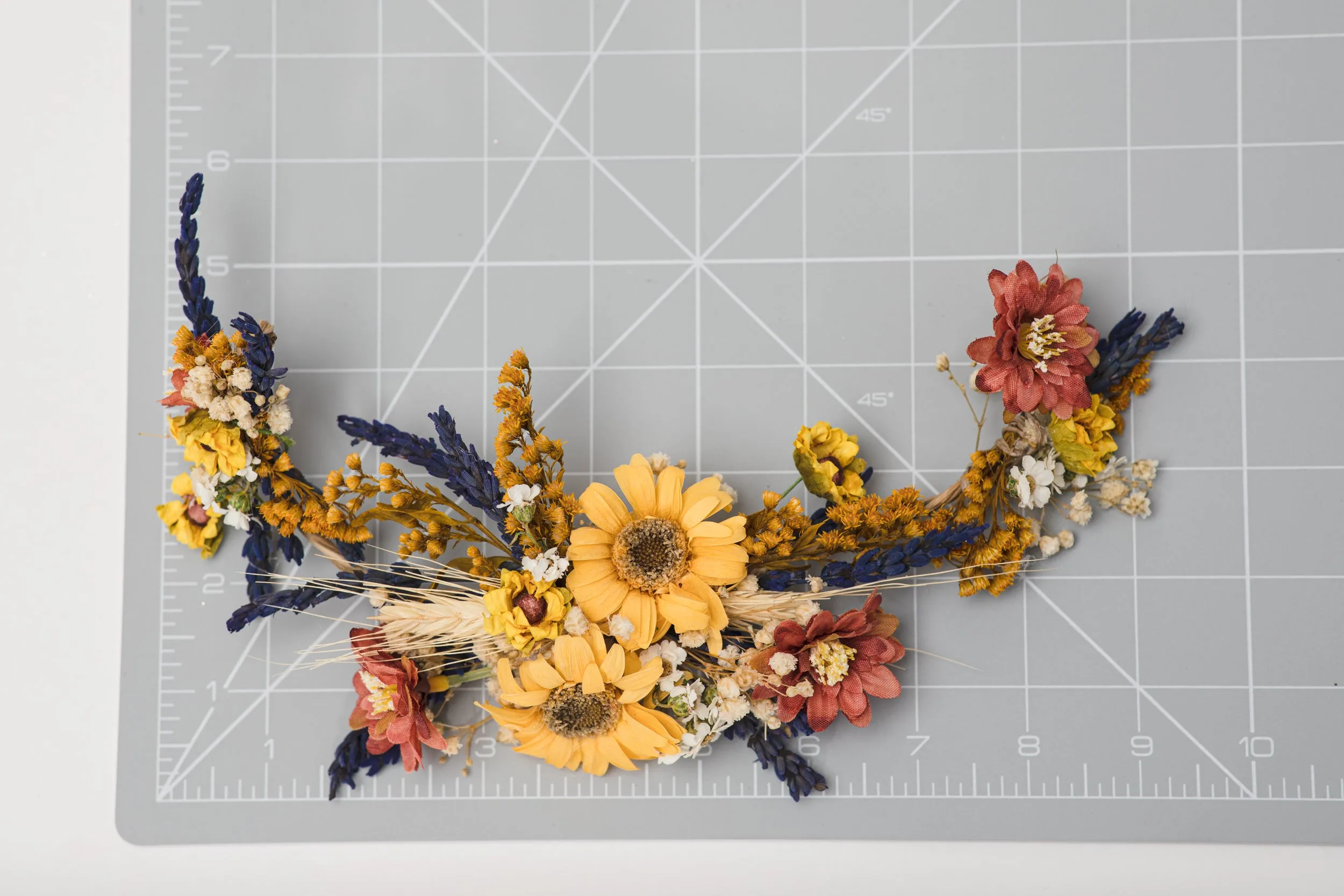 Flower bridal hair vine Yellow Lavender Rusty orange wedding vine Hair flowers Sunflower vine for bride headpiece Magaela handmade