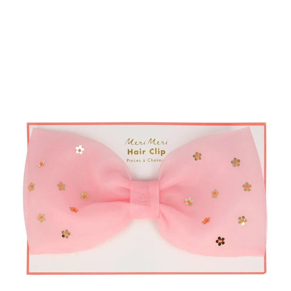 Flower Sequin Bow Hair Clip