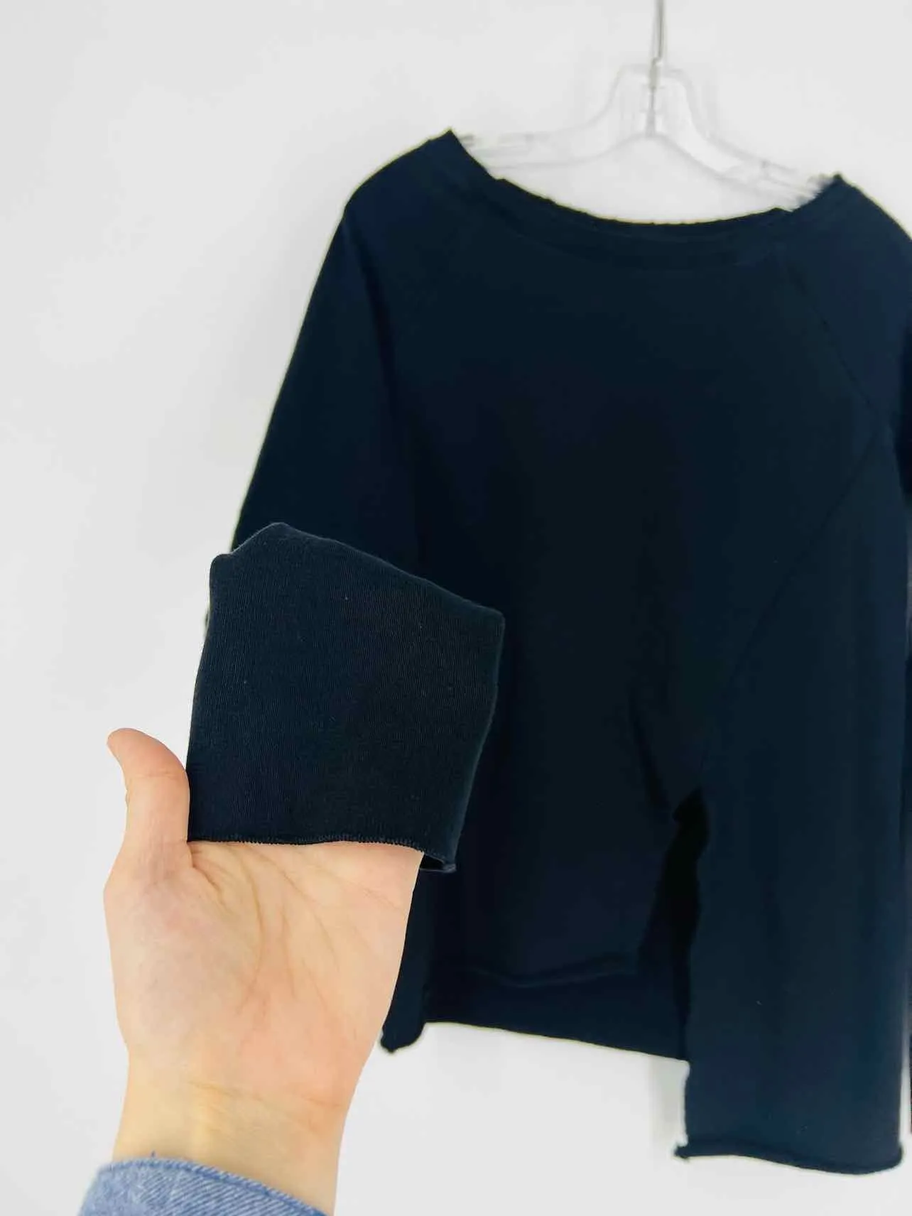 Frank & Eileen Size S Black Asymmetrical Designer Sweatshirt