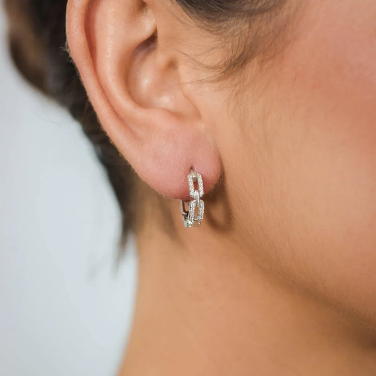 Georgini Sterling Silver Goddess Link Hoop Earrings