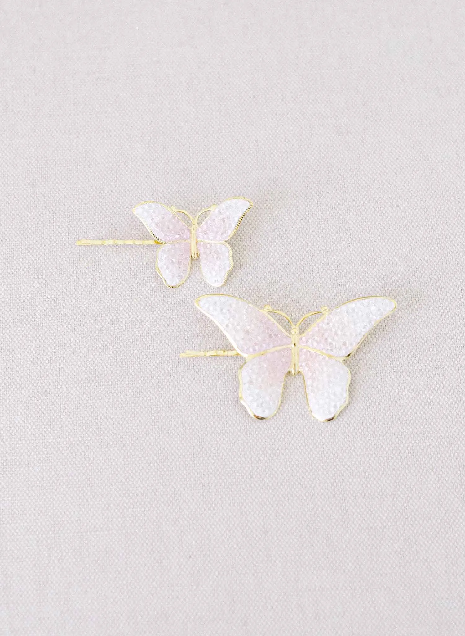 Glittery crystal butterfly pin set of 2 - Style #2371