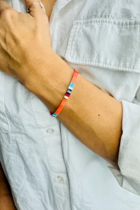 Handmade Glass Bead Bracelet - Orange/Blue