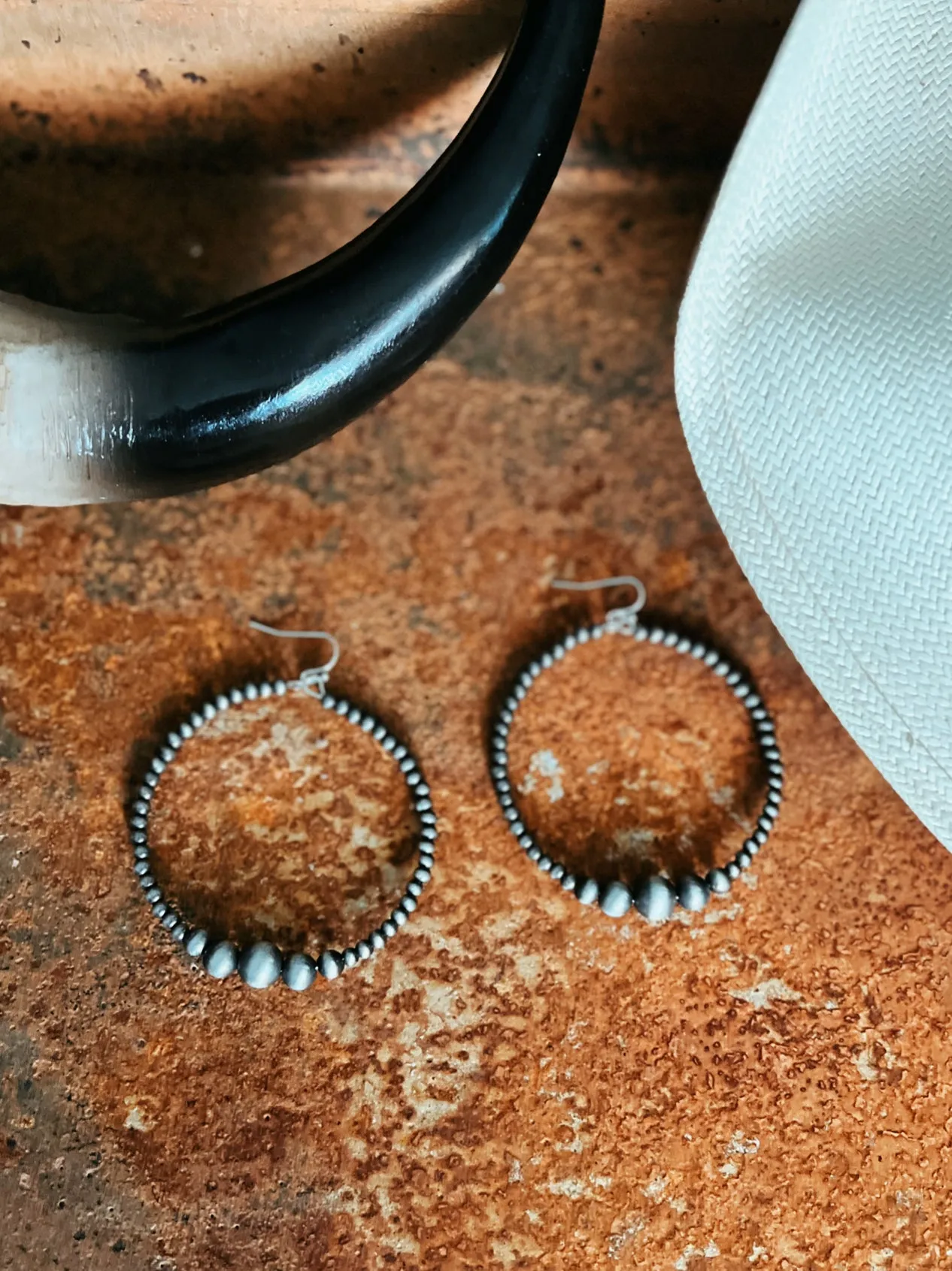 Handmade Navajo Inspired Bead Hoop Earrings
